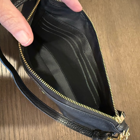 Coach Black Leather Wristlet with Gold Accents - Picture 3 of 7